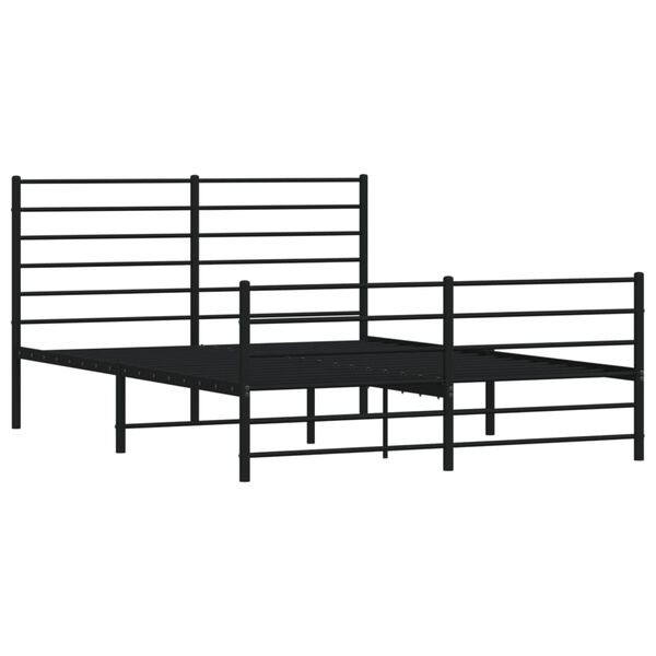 vidaXL Metal Bed Frame without Mattress with Footboard Black 160x200cm