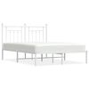 vidaXL Metal Bed Frame without Mattress with Headboard White 140x200cm