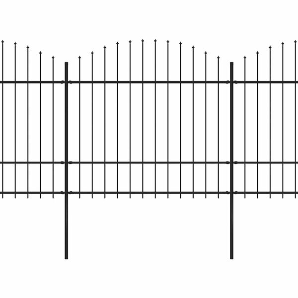 vidaXL Garden Fence with Spear Top Steel 537x175 cm Black