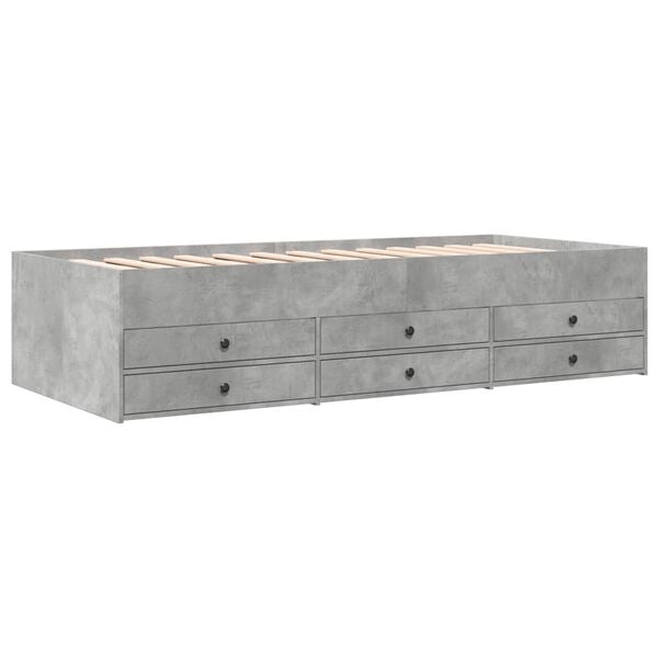 vidaXL Daybed with Drawers without Mattress Concrete Grey 75x190 cm Small Single