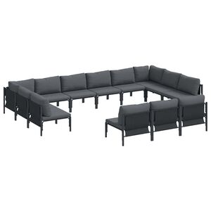 vidaXL Garden Sofa Set with Cushion 13 pcs Black Steel