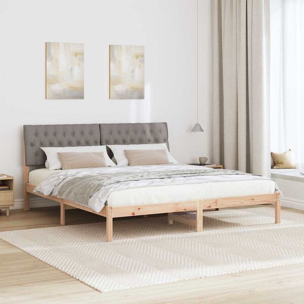 vidaXL Bed Frame with Upholstered Headboard Brown 180 x 200 cm