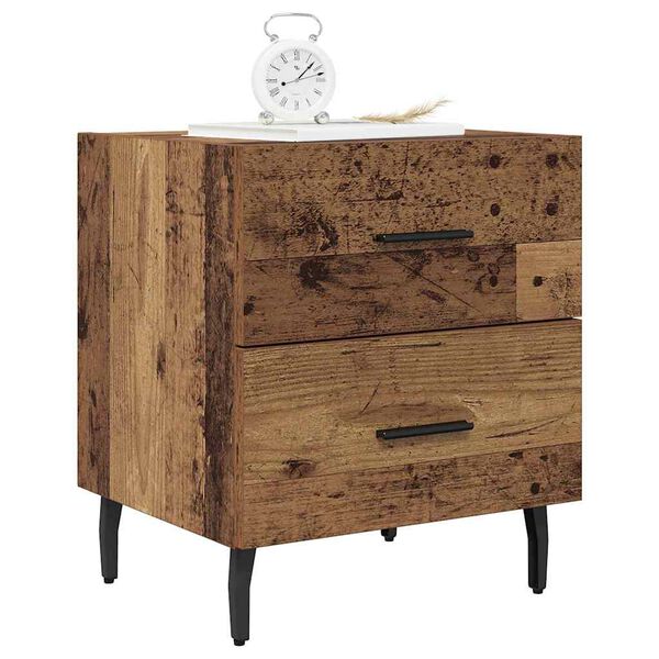 vidaXL Bedside Cabinet with Drawer 2 pcs Old Wood 40 x 35 x 47.5 cm