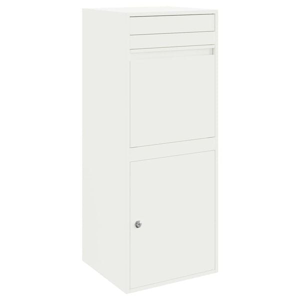 vidaXL Parcel Drop Box with Storage White 41 x 38 x 103 cm Steel