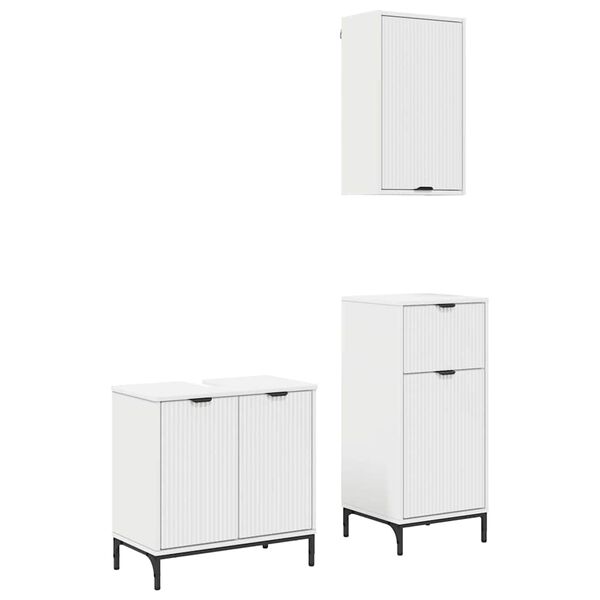 vidaXL Bathroom Furniture Set 3 pcs White Engineered Wood and Metal