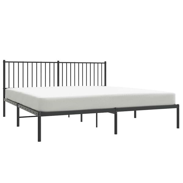 vidaXL Metal Bed Frame without Mattress with Headboard Black 180x200cm