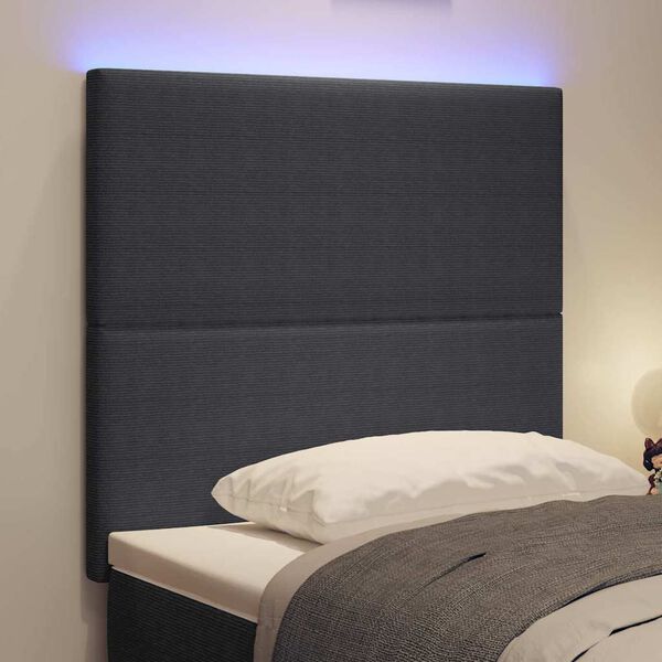 vidaXL LED Headboard with LED Strip Lights Dark grey 80 cm Fabric
