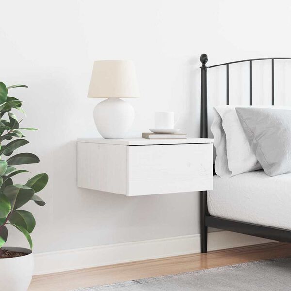 vidaXL Bedside Table White 37 x 35 x 18.5 cm Solid pine wood