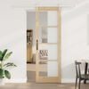 vidaXL Sliding Door Natural 78 x 232 cm Solid Pine Wood and Glass