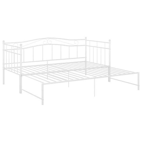 vidaXL Pull-out Sofa Bed Frame without Mattress White Metal 90x200 cm