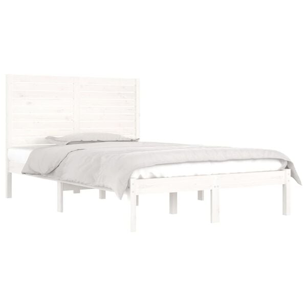 vidaXL Bed Frame without Mattress White 140x190 cm Solid Wood