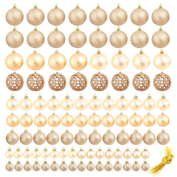 vidaXL 100 Piece Christmas Ball Set 3/4/6 cm Rose/Gold