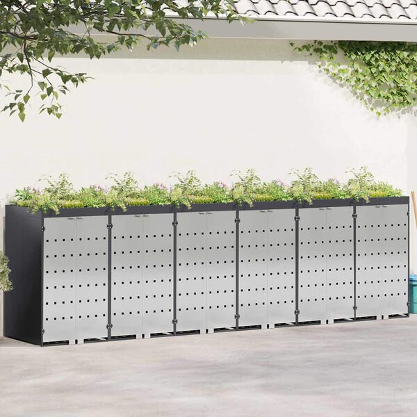 vidaXL Wheelie Bin Storage for 6 Bins Anthracite 408 x 77.5 x 121.5 cm