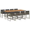 vidaXL 9 Piece Garden Dining Set with Cushions Grey Poly Rattan