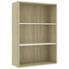 vidaXL 3-Tier Book Cabinet White and Sonoma Oak 80x30x114 cm Engineered Wood