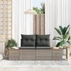 vidaXL Garden Sofa Grey 184 x 62 x 85cm Poly Rattan