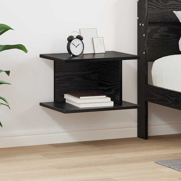 vidaXL Bedside Table Black Oak 40 x 30 x 25 cm Engineered Wood