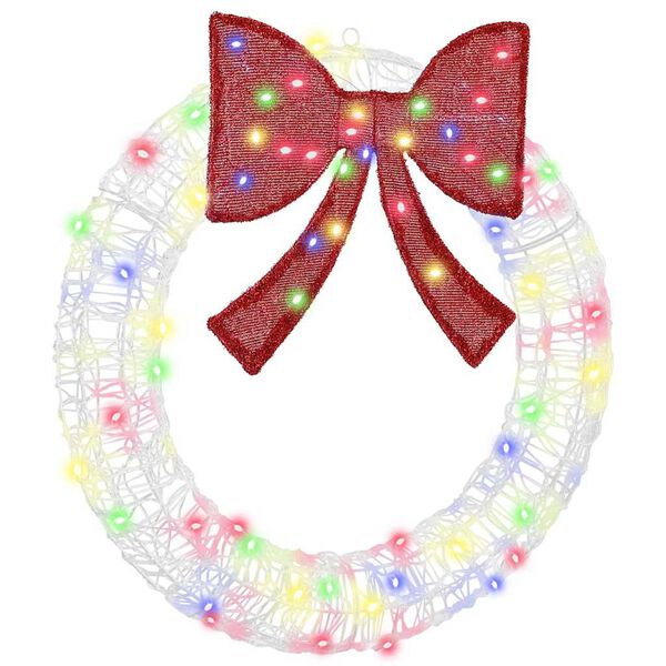vidaXL Wreath with 60 LEDs Multicolour 76 x 8.5 x 76 cm Acrylic