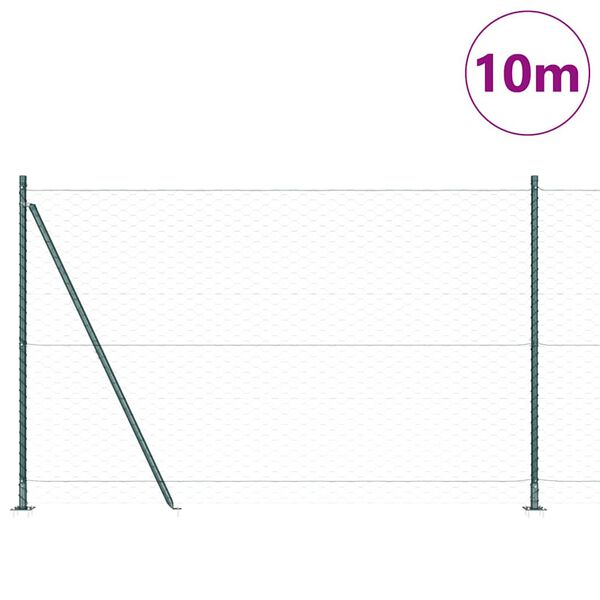 vidaXL Fence Post Green 10 x 1.5 m (50 mm mesh) Steel and PVC