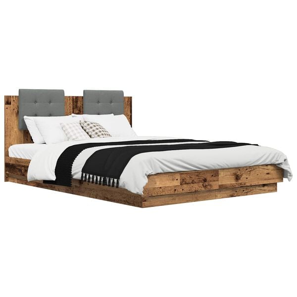 vidaXL Bed Frame with Headboard Old Wood 160 x 200 cm Engineered Wood