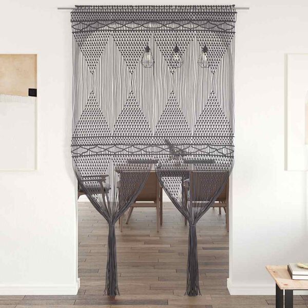 vidaXL Macrame Curtain Anthracite 140x240 cm Cotton