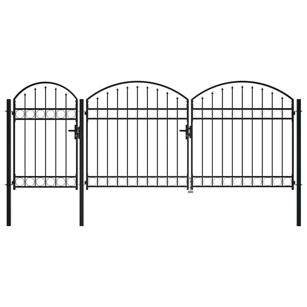 vidaXL Garden Fence Gate with Arched Top Grey 400 x 125 cm Steel