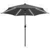 vidaXL Garden Parasol with LED Lights and Aluminium Pole 300 cm Anthracite