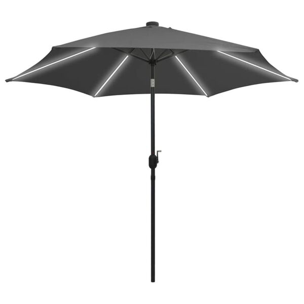 vidaXL Garden Parasol with LED Lights and Aluminium Pole 300 cm Anthracite