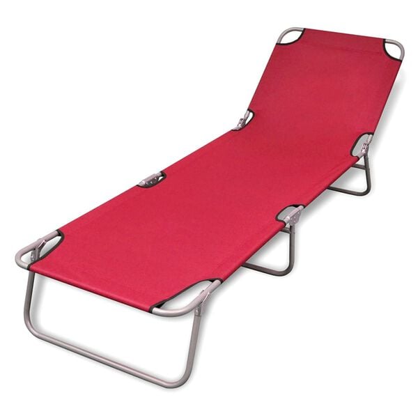 vidaXL Folding Sun Lounger Powder-coated Steel Red
