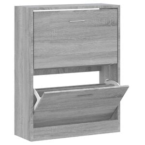 vidaXL Shoe Cabinet Grey Sonoma 63x24x81 cm Engineered Wood