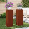 vidaXL Plant Stand 2 pcs Rusty 24 x 24 x 75 cm Weathering Steel