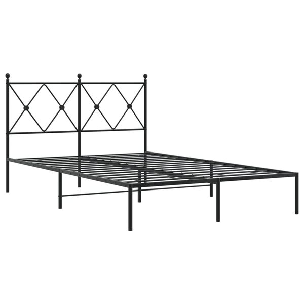 vidaXL Metal Bed Frame without Mattress with Headboard Black 120x190cm