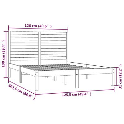 vidaXL Bed Frame Grey Solid Wood 120x200 cm