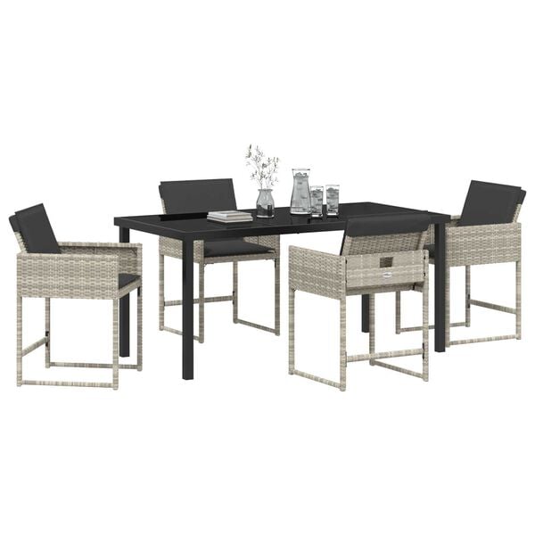 vidaXL Garden Dining Set 5 pcs Light Grey Poly Rattan