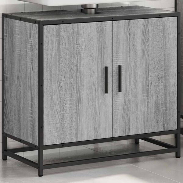 vidaXL Bathroom Sink Cabinet Grey Sonoma 65x33x60 cm Engineered Wood