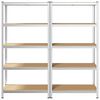 vidaXL 5-Layer Storage Shelves 2 pcs Silver Steel&Engineered Wood