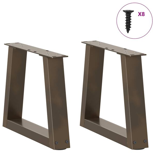 vidaXL Coffee Table Legs V-Shape 2 pcs Natural Steel 30x(30-31.3) cm Steel