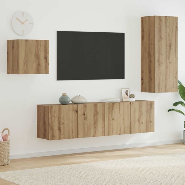vidaXL TV Cabinet Wall-mounted 4 pcs Artisan Oak Engineered Wood