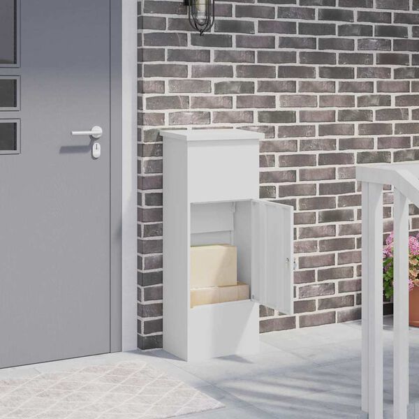 vidaXL Parcel Drop Box White 44.5 x 29 x 110.5 cm Steel