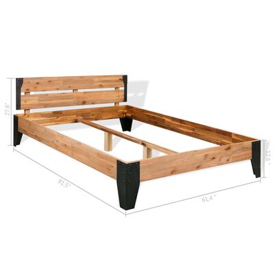 vidaXL Bed Frame Solid Acacia Wood Steel 152x203 cm