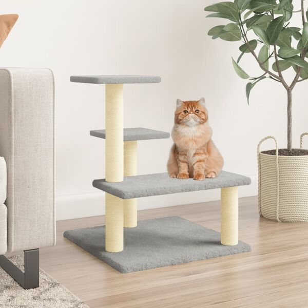 vidaXL Cat Tree with Sisal Scratching Posts Light Grey 61 cm