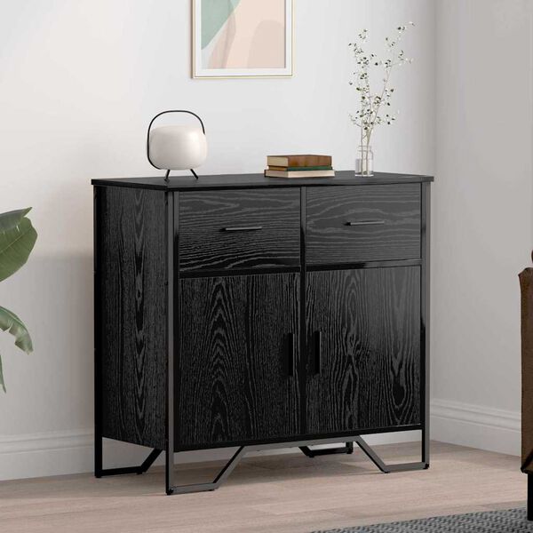 vidaXL Sideboard with Drawer Black Oak 79.5 x 35.5 x 74.5 cm