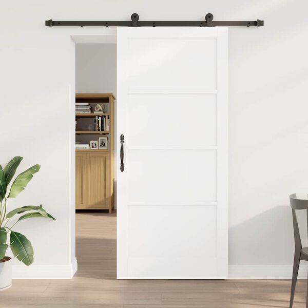 vidaXL Sliding Door White and Black 93 x 211 cm Solid Pine Wood