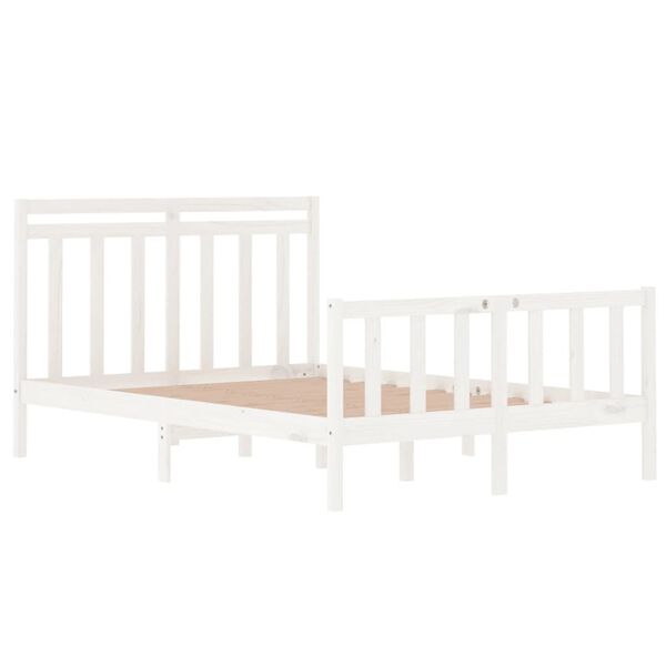 vidaXL Bed Frame without Mattress White 135x190 cm Double Solid Wood