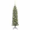 vidaXL Artificial Slim Christmas Tree Green and white 150 cm