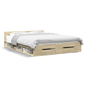 vidaXL Bed Frame with Drawers without Mattress Sonoma Oak 120x200 cm