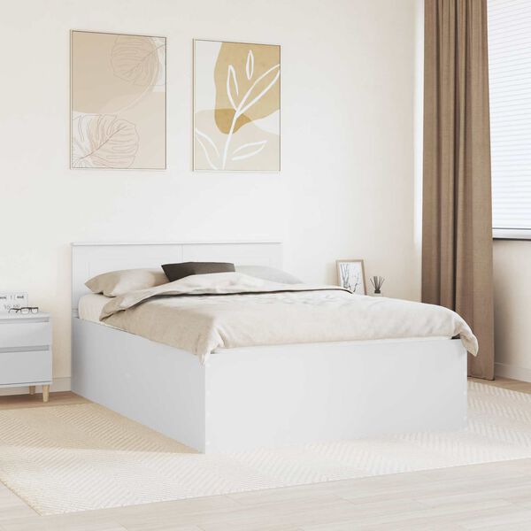 vidaXL Bed Frame with Headboard White 160 x 200 cm Engineered Wood