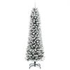 vidaXL Artificial Slim Christmas Tree with Flocked Snow 180 cm PVC&PE