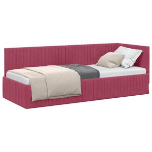 vidaXL Corner Bed Frame with Headboard Wine Red 80 cm x 200 cm Velvet