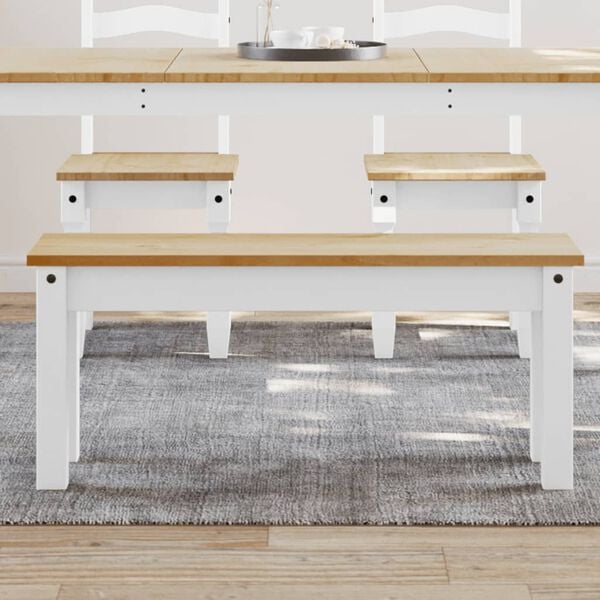 vidaXL Dining Bench PANAMA White 105x30x45 cm Solid Wood Pine